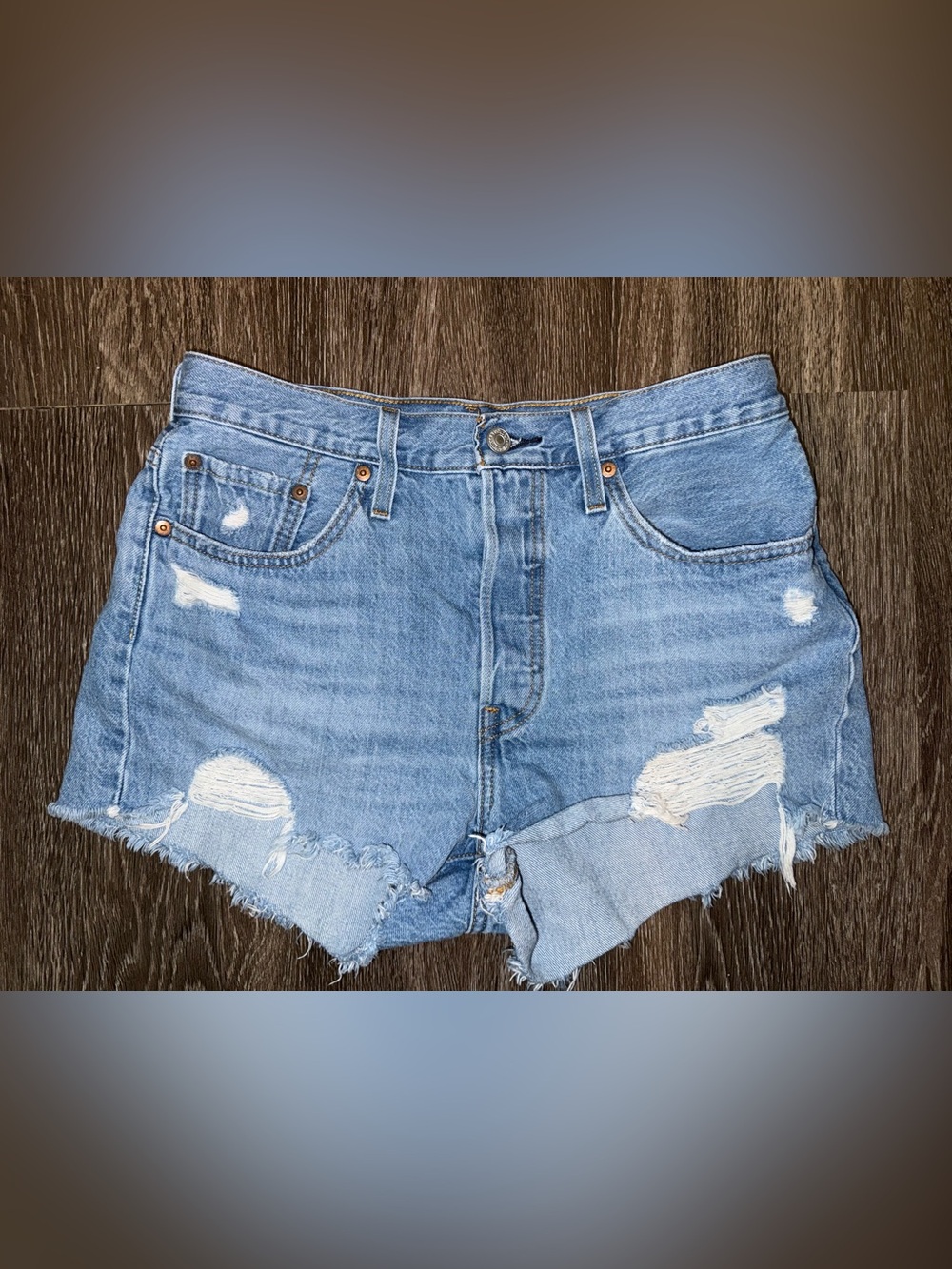 Levi's 501 distressed jean shorts